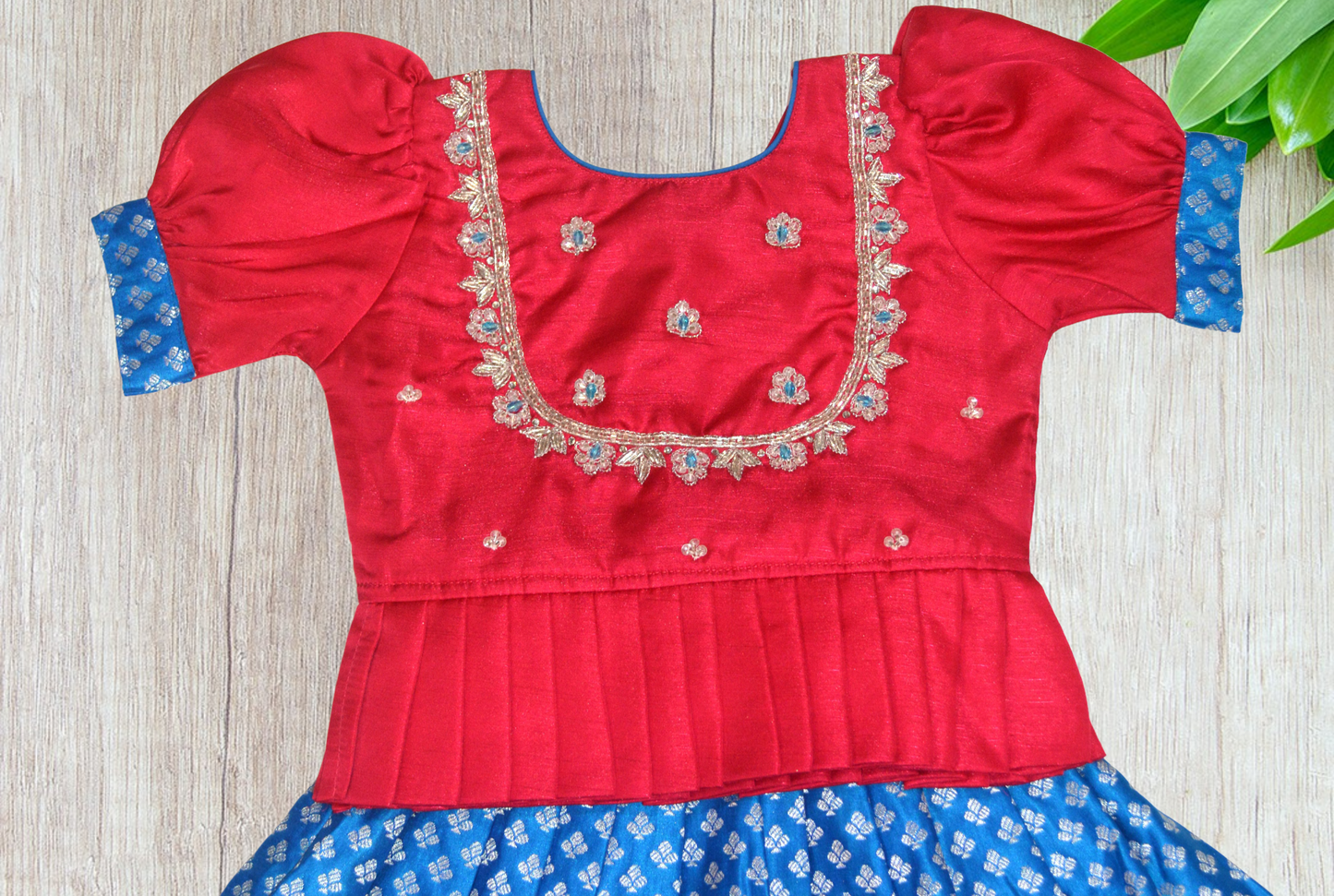 Pink And Blue Lehenga