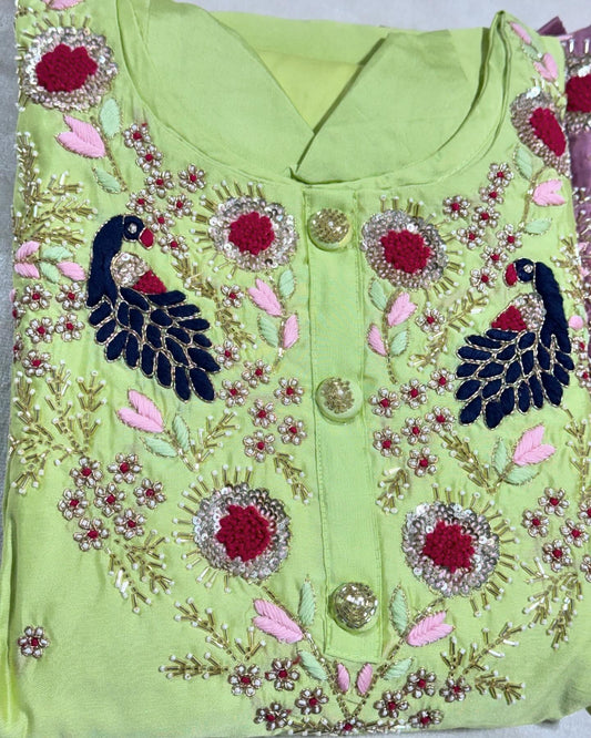 Peacock Work Kurti Set