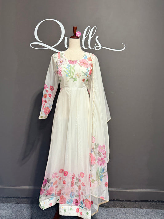 Organza Floral Full Length Dress