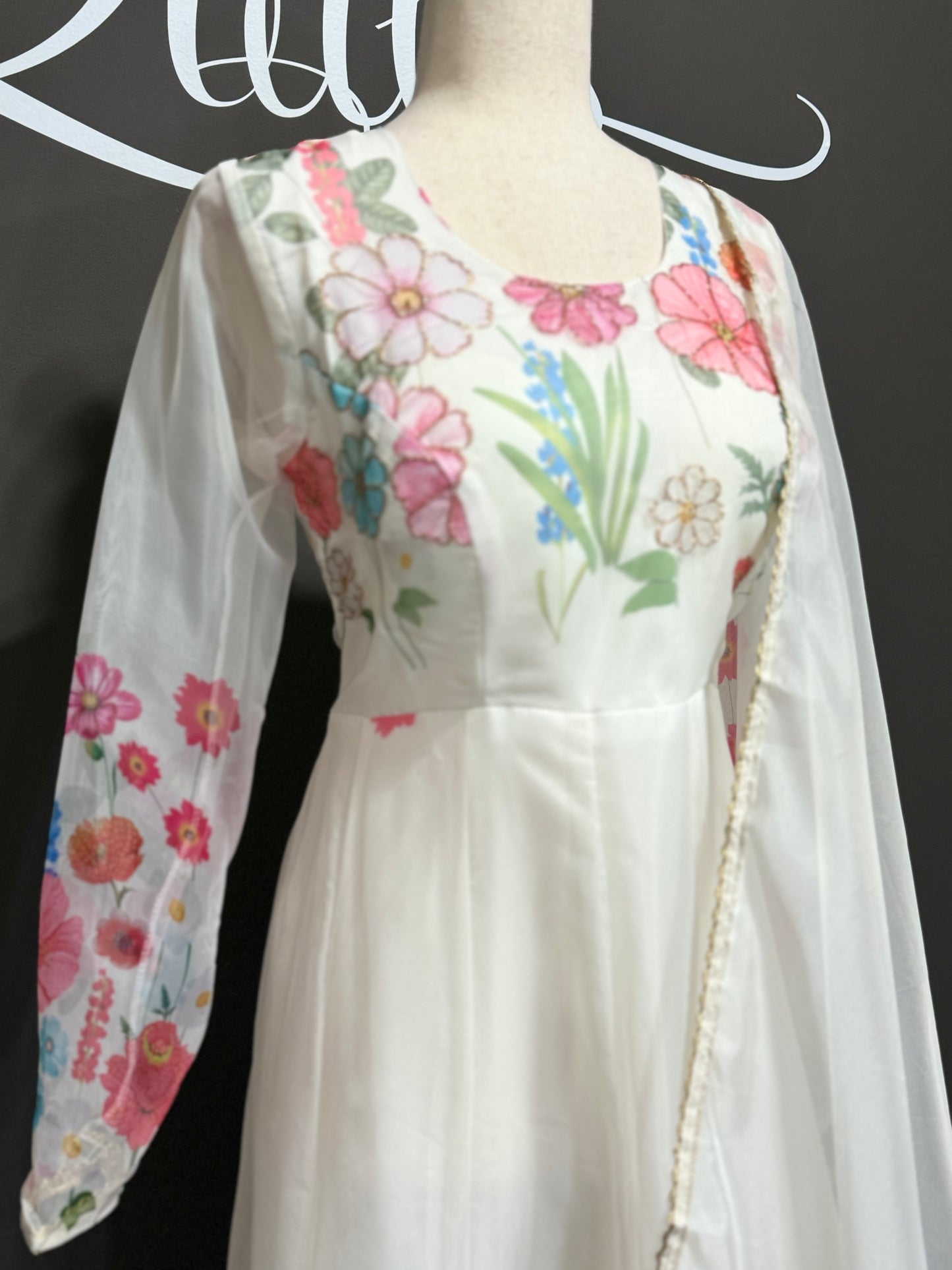 Organza Floral Full Length Dress