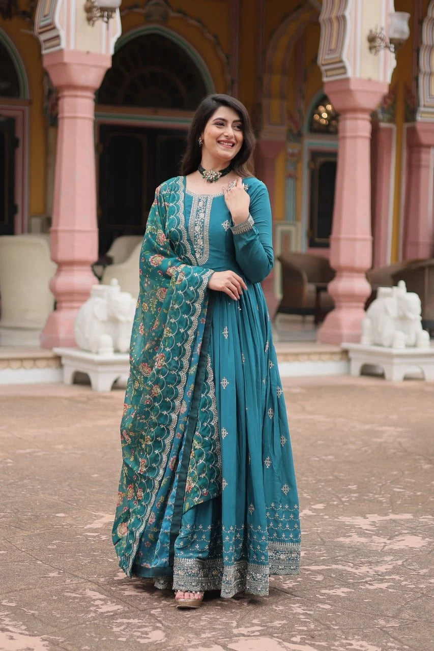 Chinnon Long Frock with floral dupatta