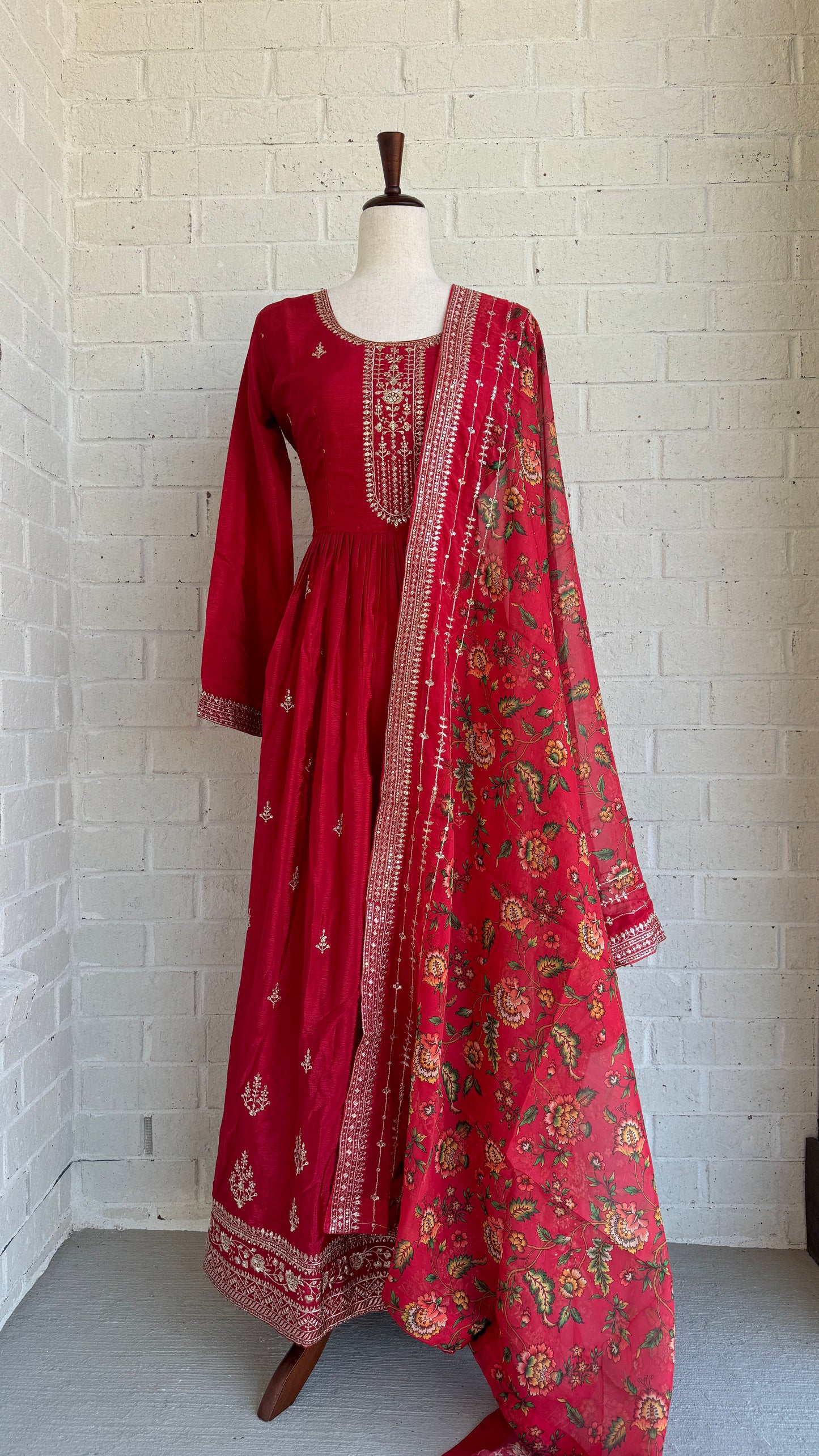 Chinnon Long Frock with floral dupatta