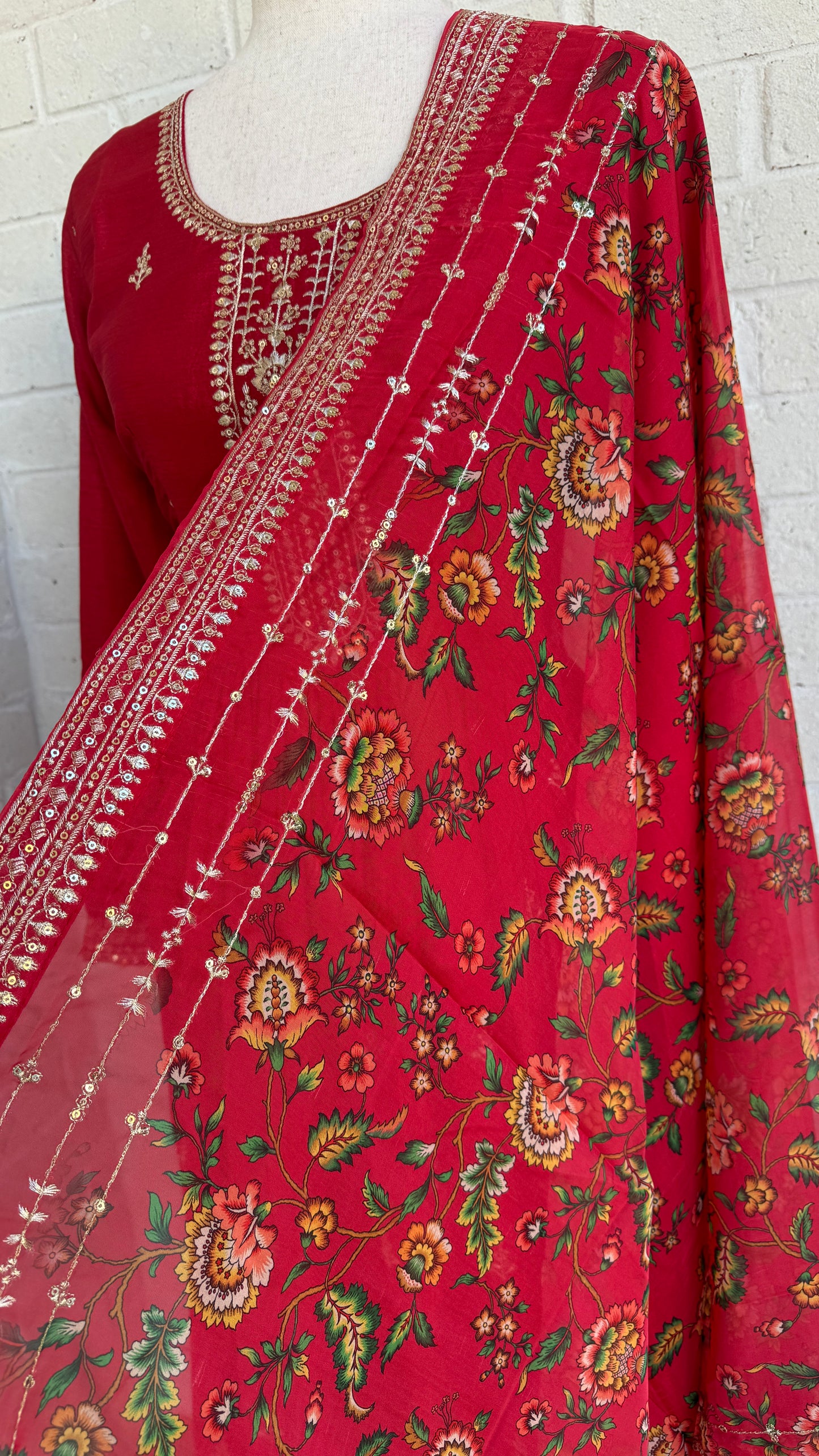 Chinnon Long Frock with floral dupatta