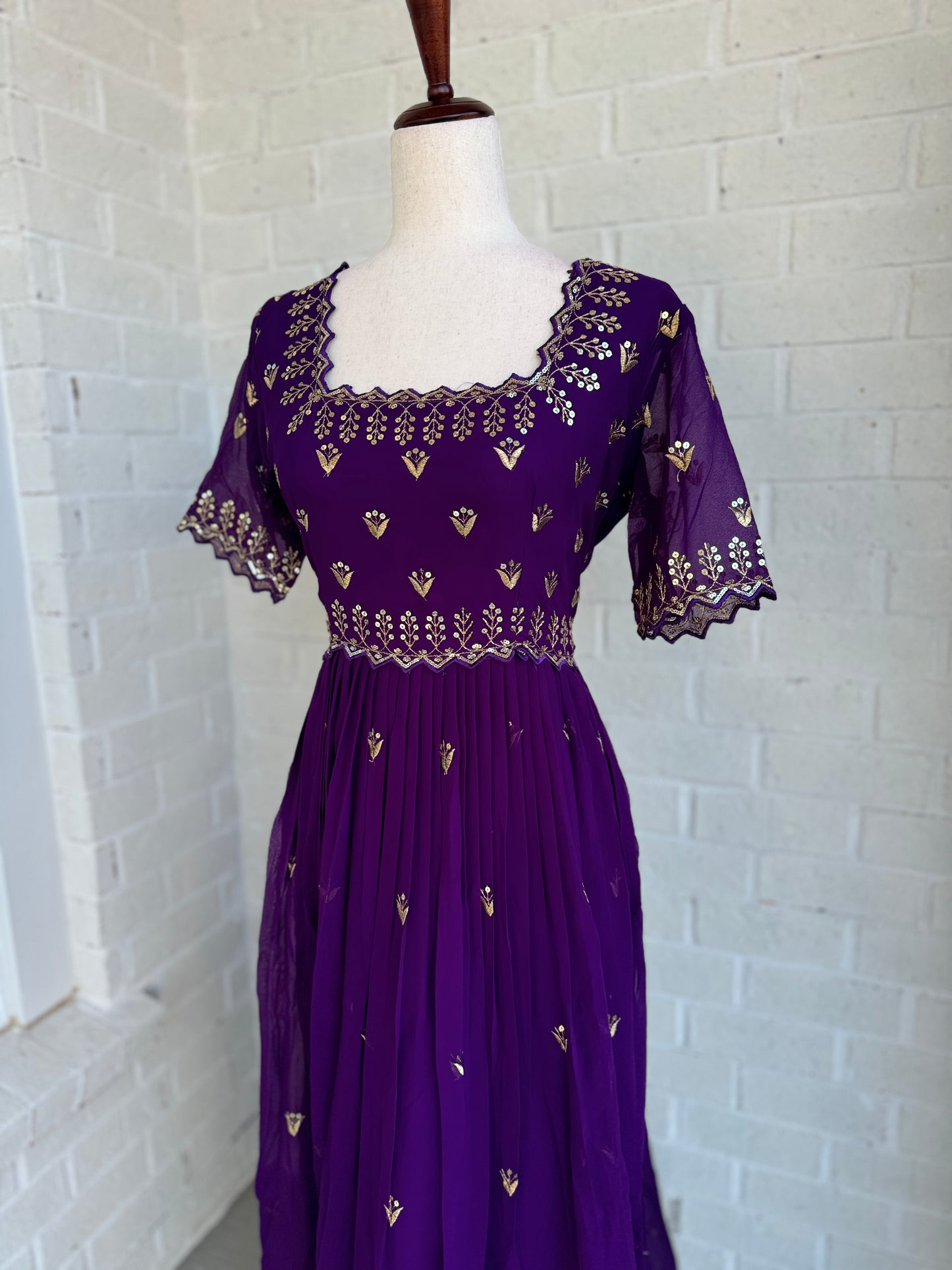 Georgette Long frock with sequins work