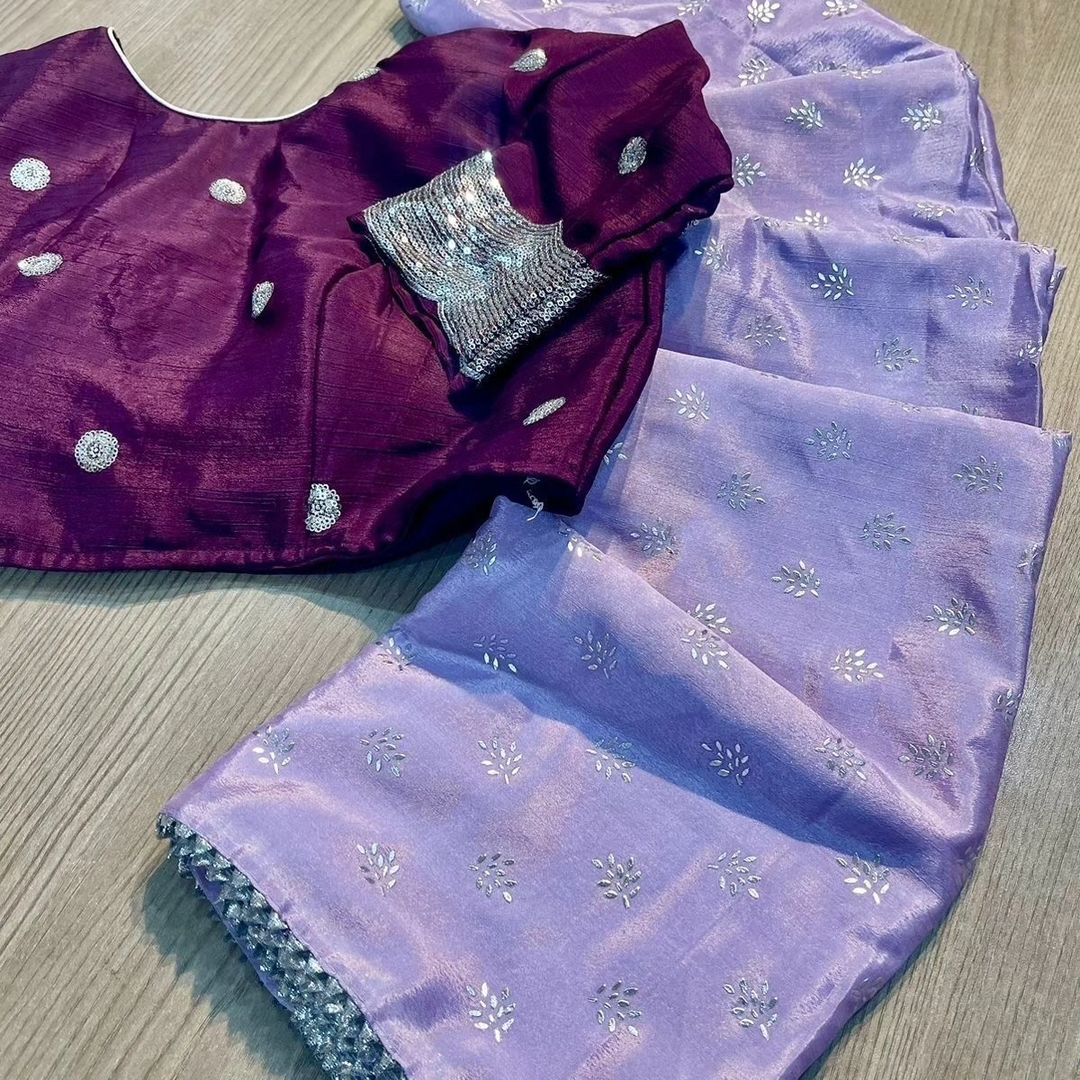 Purple  and Lavender Silk Saree