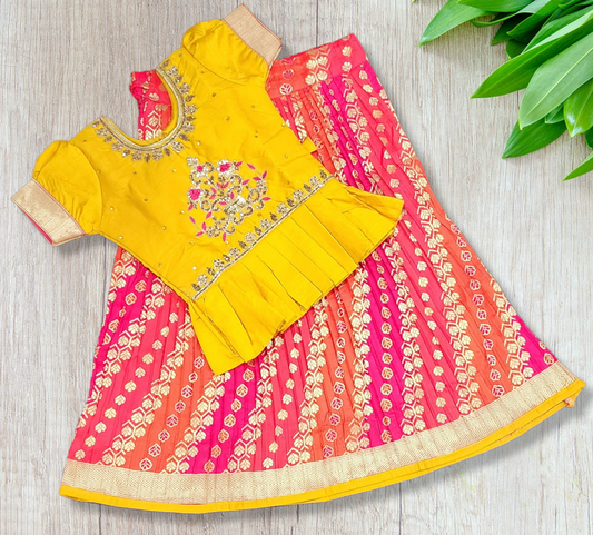 Yellow, Orange and Red Lehenga