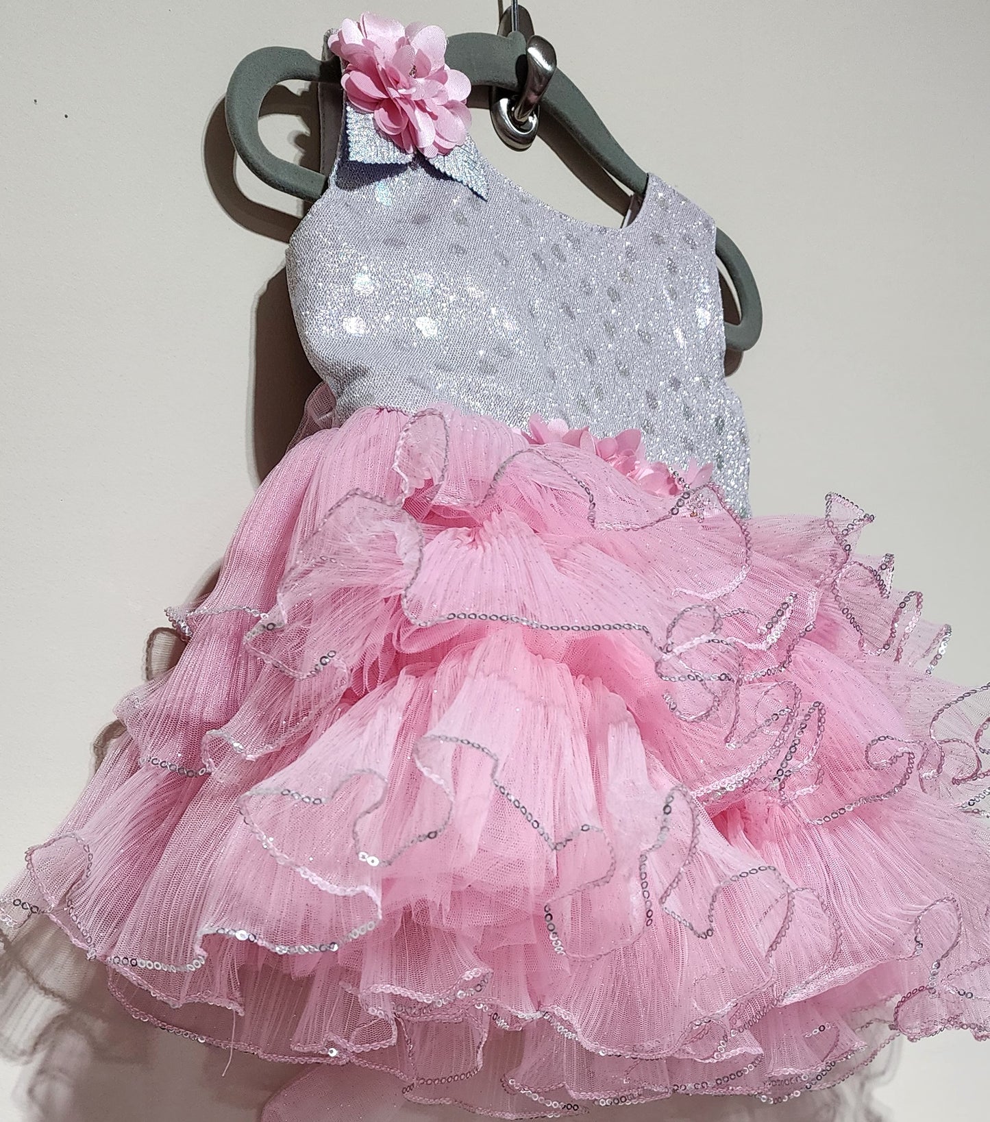 Silver and pink Baby girls dress