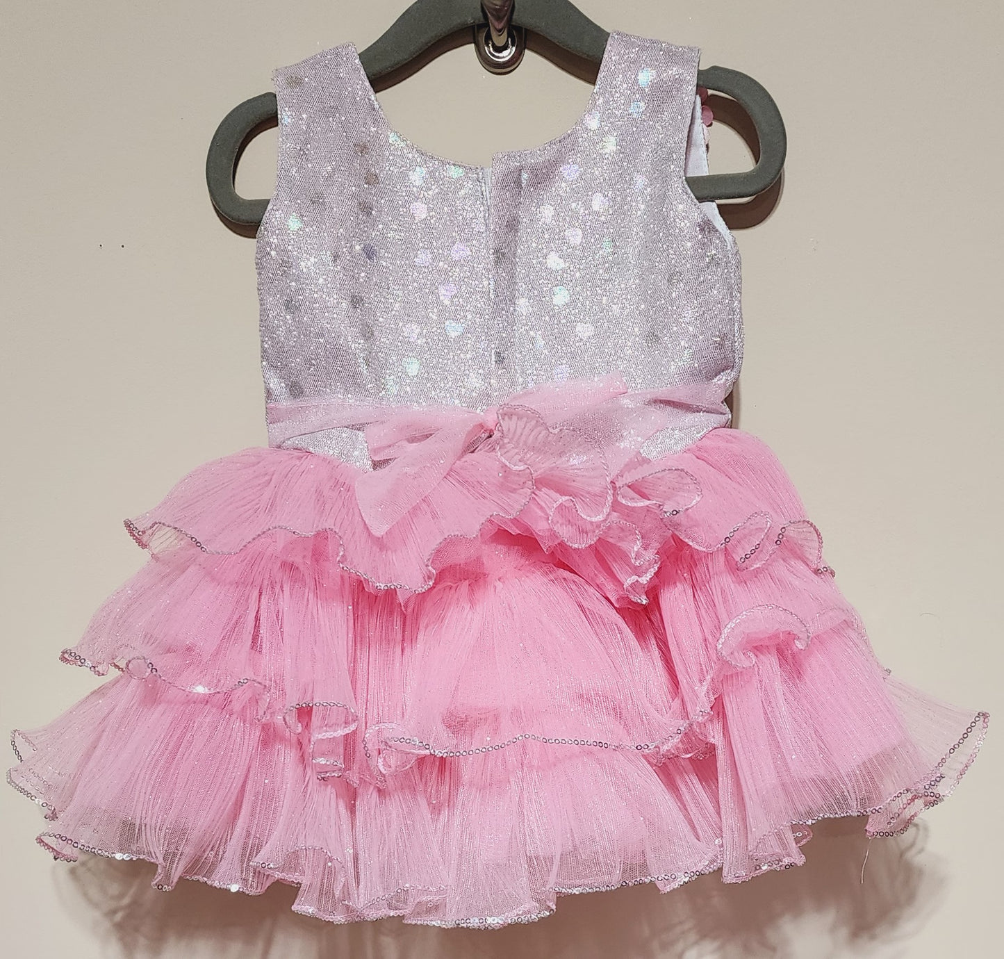 Silver and pink Baby girls dress