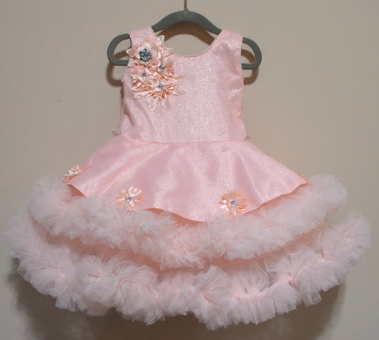 Girls peach color partywear dress