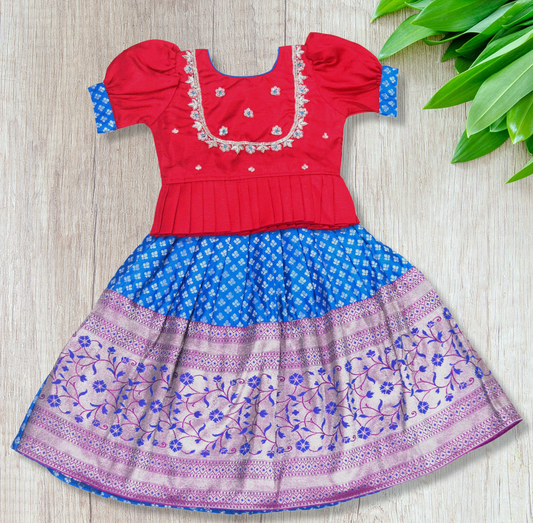 Pink And Blue Lehenga