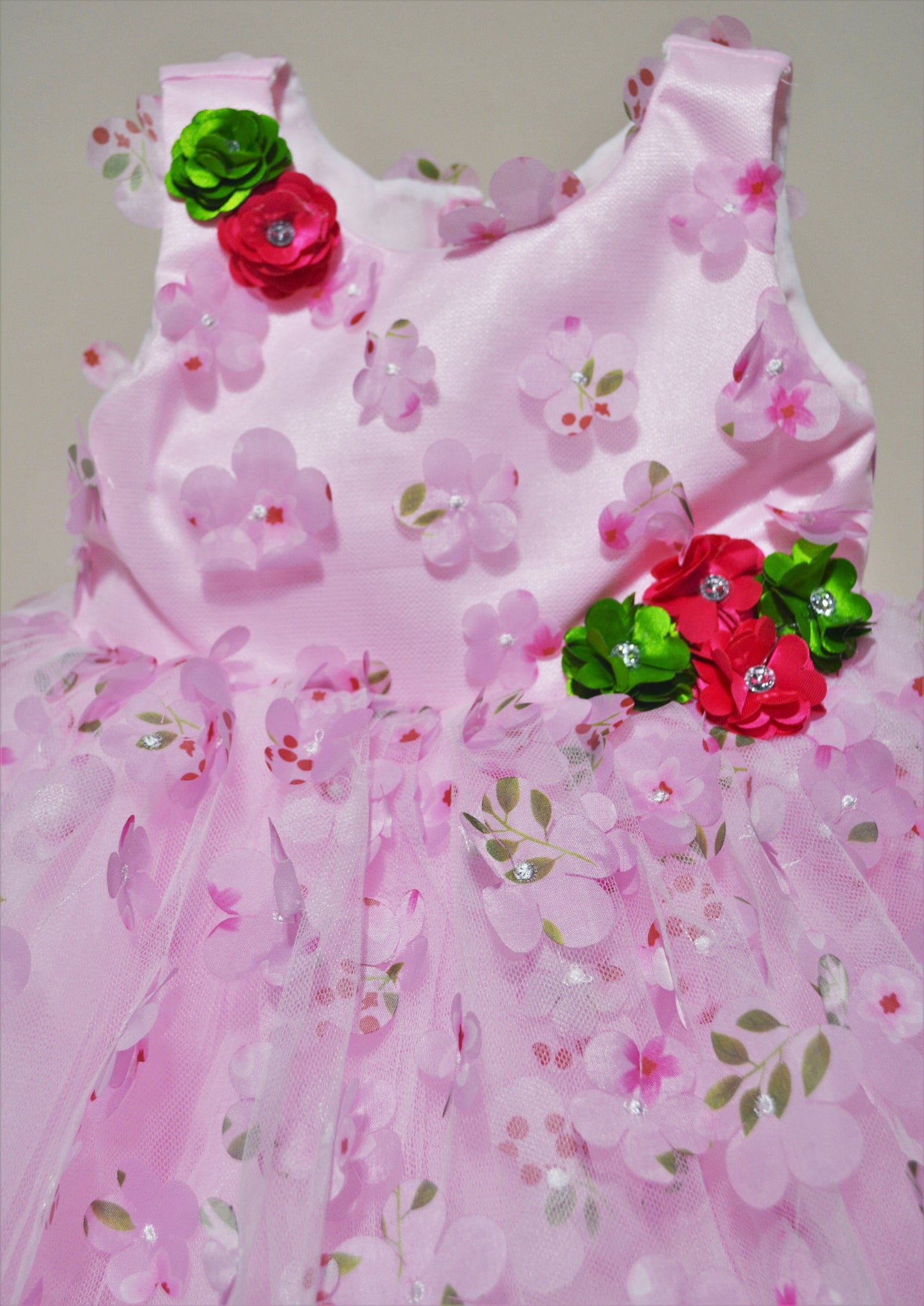 Pink 3D flowers Dress