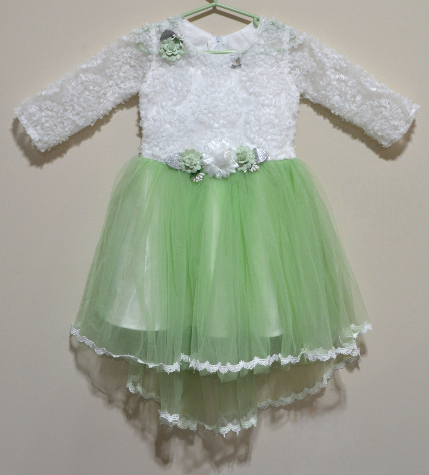 White and Green Net dress