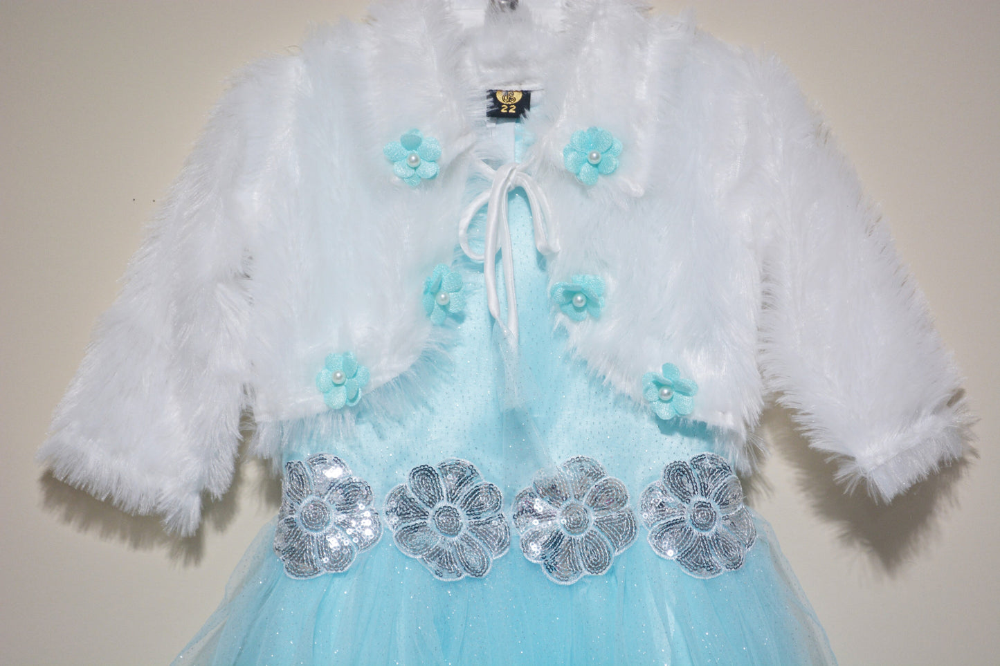 Sky-blue Net Dress With Coat