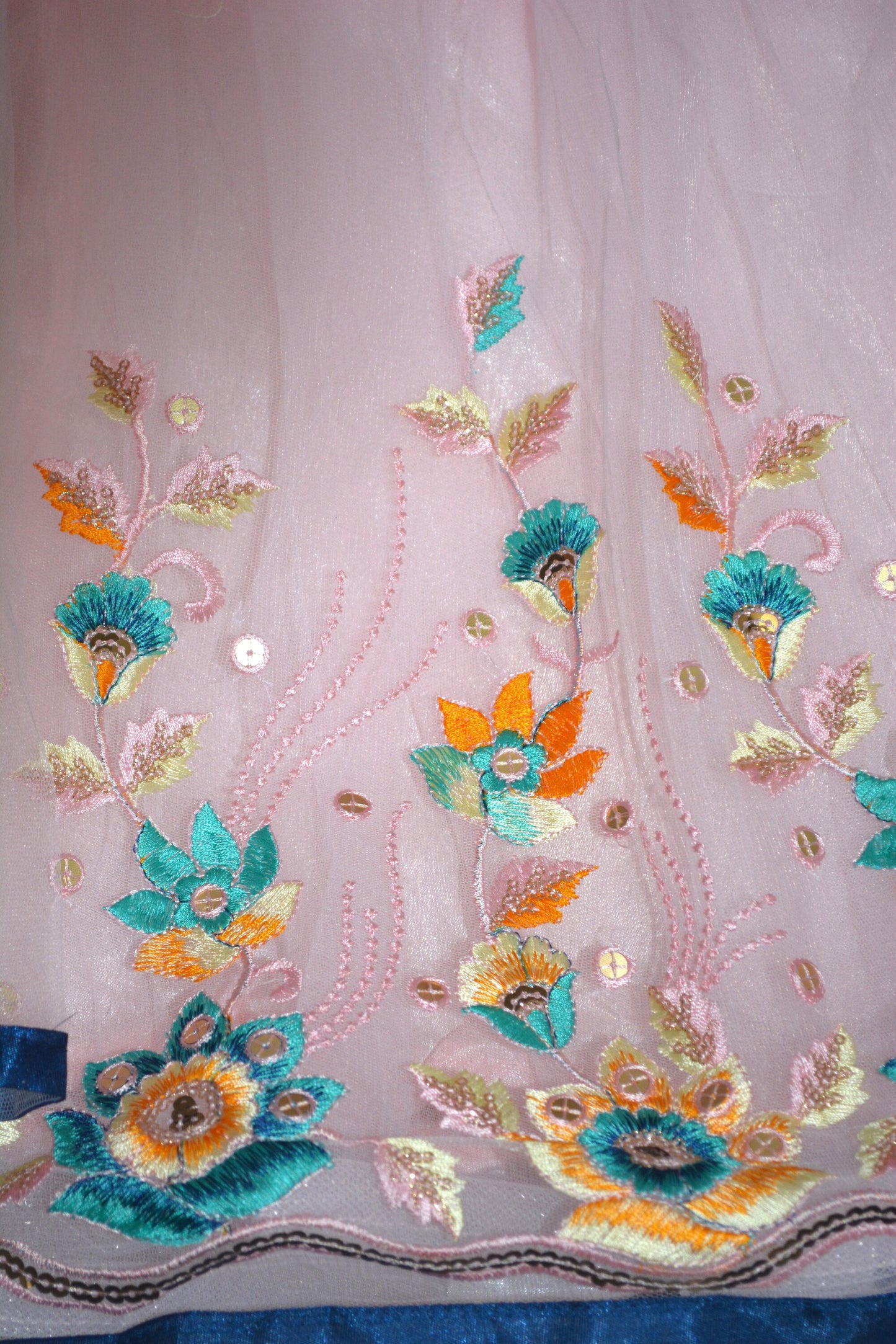 Baby pink and blue lehenga