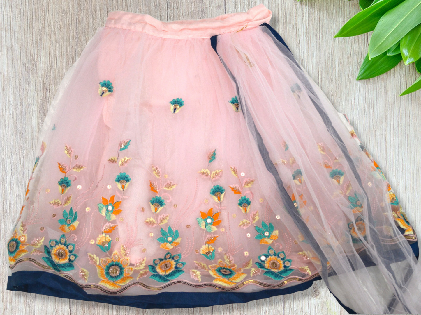 Baby pink and blue lehenga